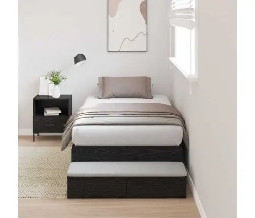 Uzglabāšanas Gultas Rāmī Melnā Ozola Krāsā 75X190 Cm Vidaxl