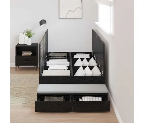 Uzglabāšanas Gultas Rāmī Melnā Ozola Krāsā 75X190 Cm Vidaxl