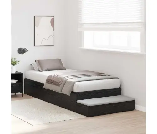 Uzglabāšanas Gultas Rāmī Melnā Ozola Krāsā 75X190 Cm Vidaxl