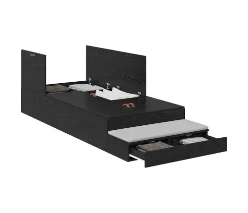 Uzglabāšanas Gultas Rāmī Melnā Ozola Krāsā 75X190 Cm Vidaxl