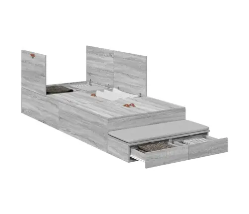 Uzglabāšanas Gultas Rāmis Pelēkajā Sonomā 75X190 Cm Vidaxl