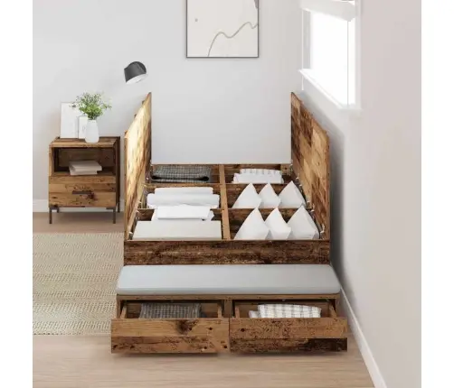 Uzglabāšanas Gultas Rāmis Vecs Koks 75X190 Cm Vidaxl