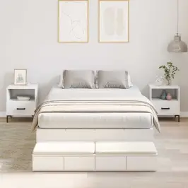 Gultas Ar Uzglabāšanas Vietu Balts 120 Cm Inženierijas Koks Vidaxl