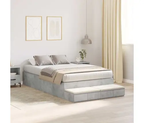 Lova Su Daiktų Laikymo Vieta Su Stalčių Betono Pilka 120 Cm