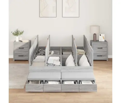 Uzglabāšanas Gultas Rāmis Pelēks Sonoma 120X190 Cm Vidaxl