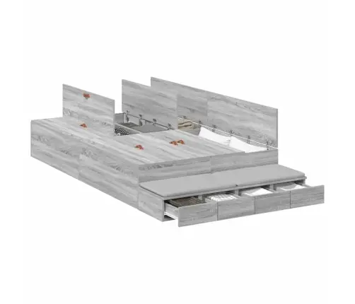 Uzglabāšanas Gultas Rāmis Pelēks Sonoma 120X190 Cm Vidaxl