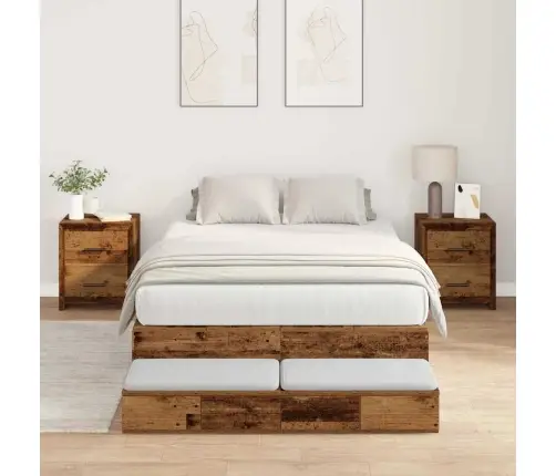 Voodi Hoiukohaga Raam Sahtliga Vana Puit 120 Cm Tehispuit