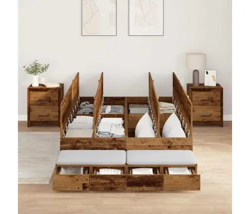 Voodi Hoiukohaga Raam Sahtliga Vana Puit 120 Cm Tehispuit