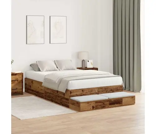 Voodi Hoiukohaga Raam Sahtliga Vana Puit 120 Cm Tehispuit