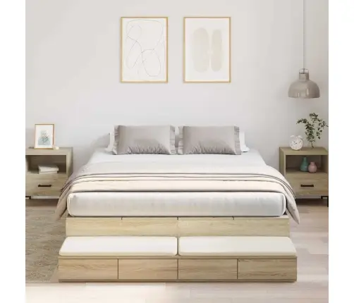 Lova Su Daiktų Laikymo Vieta Su Stalčių Sonoma Ąžuolas 140 Cm