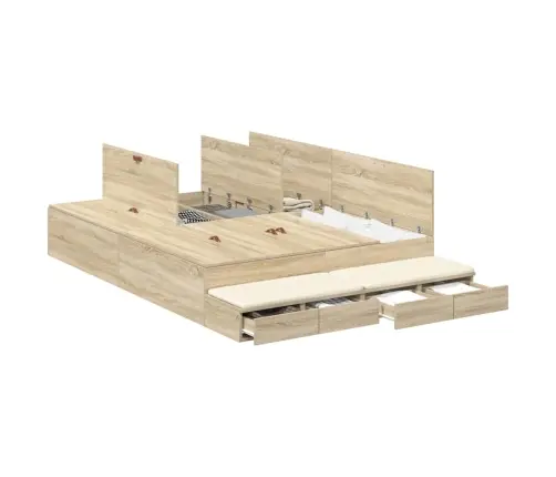 Lova Su Daiktų Laikymo Vieta Su Stalčių Sonoma Ąžuolas 140 Cm