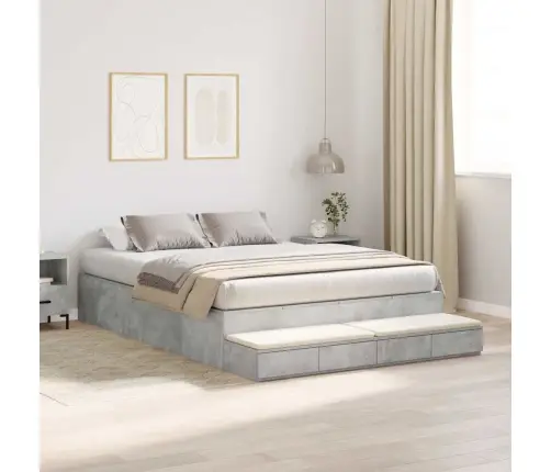 Voodi Hoiukohaga Raam Sahtliga Betoonhall 140 Cm Tehispuit