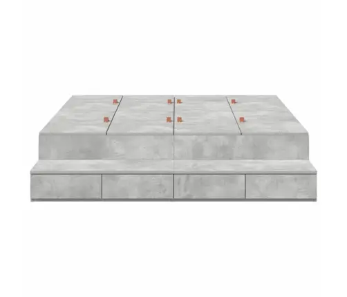 Voodi Hoiukohaga Raam Sahtliga Betoonhall 140 Cm Tehispuit