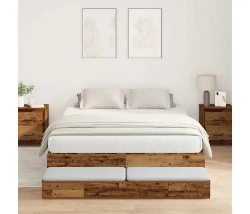Uzglabāšanas Gultas Rāmis Vecs Koks 140X190 Cm Vidaxl