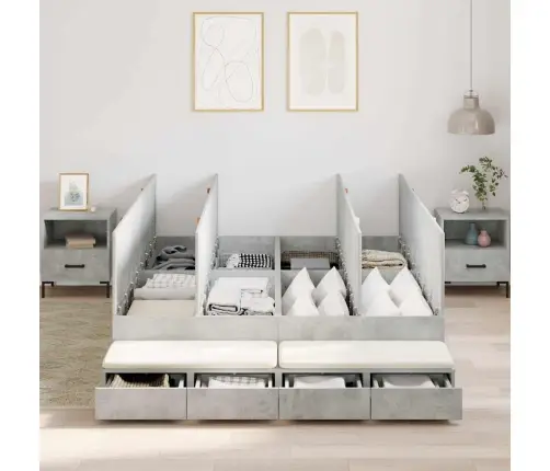 Lova Su Daiktų Laikymo Vieta Su Stalčių Betono Pilka 135 Cm