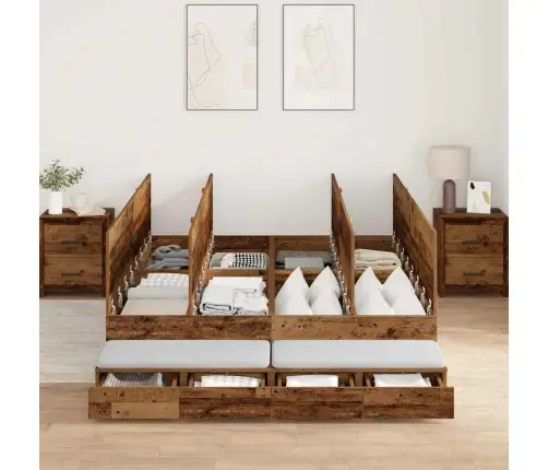 Voodi Hoiukohaga Raam Sahtliga Vana Puit 135 Cm Tehispuit