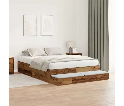 Voodi Hoiukohaga Raam Sahtliga Vana Puit 135 Cm Tehispuit