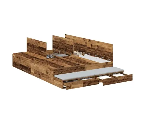 Voodi Hoiukohaga Raam Sahtliga Vana Puit 135 Cm Tehispuit