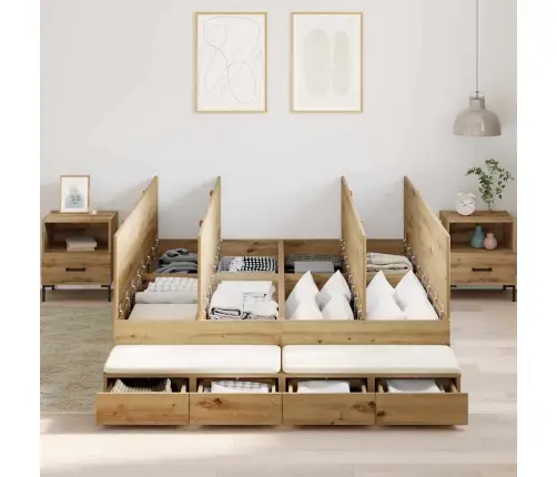 Uzglabāšanas Gultas Rāmja Artisan Ozols 135X190 Cm Vidaxl