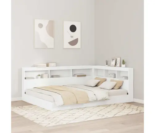 Grāmatu Plaukta Gulta Balts 140 X 200 Cm Inženierijas Koks Vidaxl