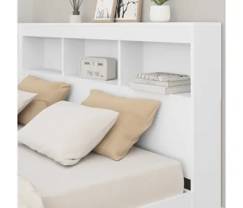 Grāmatu Plaukta Gulta Balts 140 X 200 Cm Inženierijas Koks Vidaxl