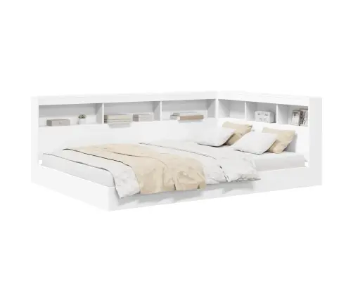 Grāmatu Plaukta Gulta Balts 160 X 200 Cm Inženierijas Koks Vidaxl