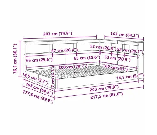 Raamatukapitsee Voodi Peaga Hall Sonoma 160 X 200 Cm Tehispuit