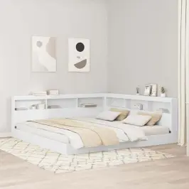 Grāmatu Plaukta Gulta Balts 180 X 200 Cm Inženierijas Koks Vidaxl