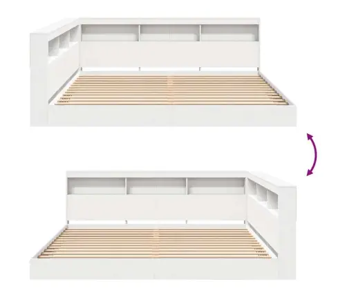 Grāmatu Plaukta Gulta Baltā Krāsā, 180 X 200 Cm, Izgatavota No Inženierijas Koka Vidaxl