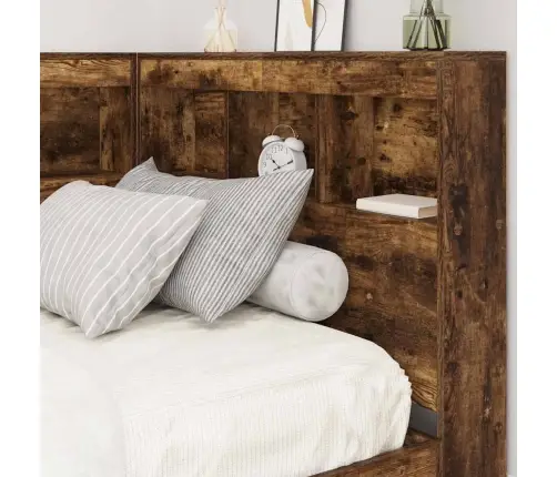 Grāmatu Skapis Un Gulta Dūmota Ozola 75X190 Cm, Inženiertīkla Koks Vidaxl