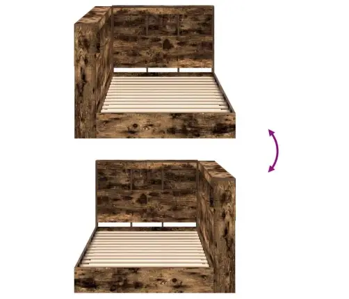 Grāmatu Skapis Un Gulta Dūmota Ozola 75X190 Cm, Inženiertīkla Koks Vidaxl