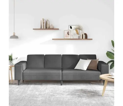 Auduma Dīvāns Ar Spilvenu Tumši Pelēks Korduroja Audums