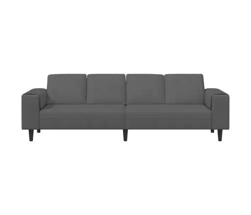 Auduma Dīvāns Ar Spilvenu Tumši Pelēks Korduroja Audums