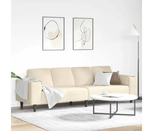 Auduma Dīvāns Ar Spilvenu Krēmkrāsa 208 Cm Korduroja Audums