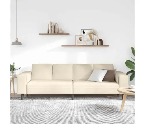 Auduma Dīvāns Ar Spilvenu Krēmkrāsa 208 Cm Korduroja Audums