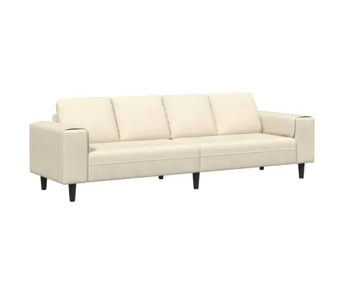 Auduma Dīvāns Ar Spilvenu Krēmkrāsa 208 Cm Korduroja Audums