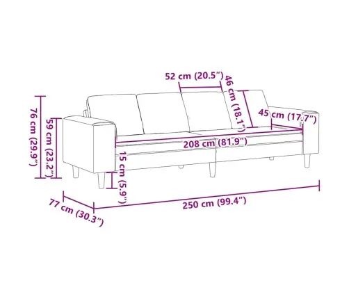 Auduma Dīvāns Ar Spilvenu Zila 208 Cm Korduroja Audums