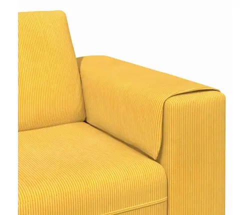 Audinio Sofa Su Pagalve Šviesi Geltona Kordūrinė Medžiaga