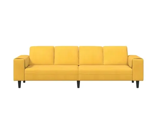 Audinio Sofa Su Pagalve Šviesi Geltona Kordūrinė Medžiaga