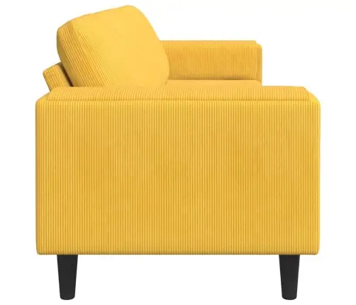 Audinio Sofa Su Pagalve Šviesi Geltona Kordūrinė Medžiaga