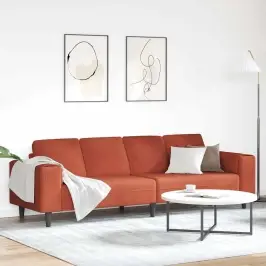 Audinio Sofa Su Pagalve Raudona Oranžinė Kordūrinė Medžiaga