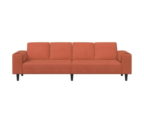 Audinio Sofa Su Pagalve Raudona Oranžinė Kordūrinė Medžiaga