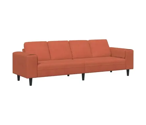Audinio Sofa Su Pagalve Raudona Oranžinė Kordūrinė Medžiaga