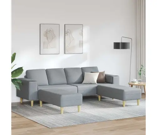 Dīvānu Komplekts 3 Pcs Gaiši Pelēka Audums