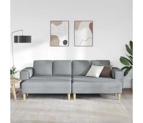 Dīvānu Komplekts 3 Pcs Gaiši Pelēka Audums