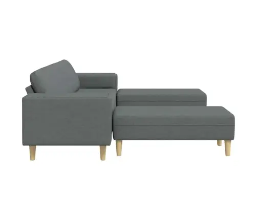 Dīvānu Komplekts 3 Pcs Tumši Pelēka Audums