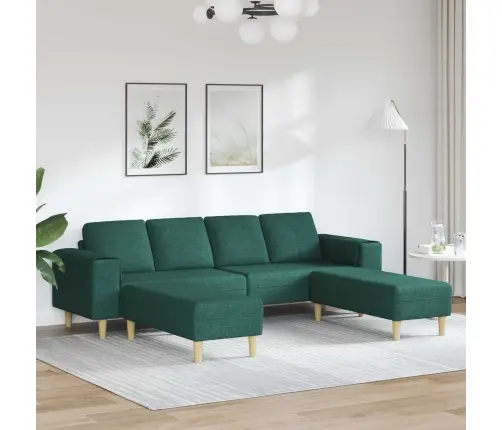 Dīvānu Komplekts 3 Pcs Tumši Zaļa Audums