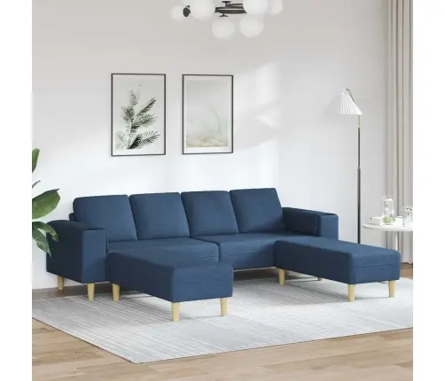 Dīvānu Komplekts 3 Pcs Zila Audums