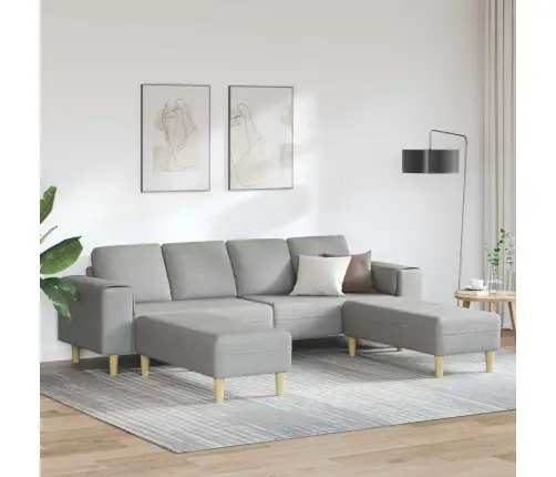 Dīvānu Komplekts 3 Pcs Mākoņu Pelēks Audums