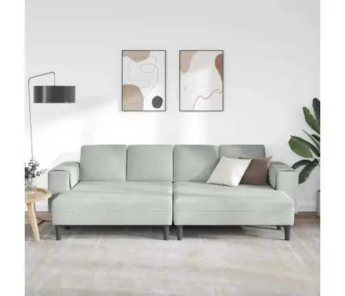 Dīvānu Komplekts 3 Pcs Gaiši Pelēka Samts